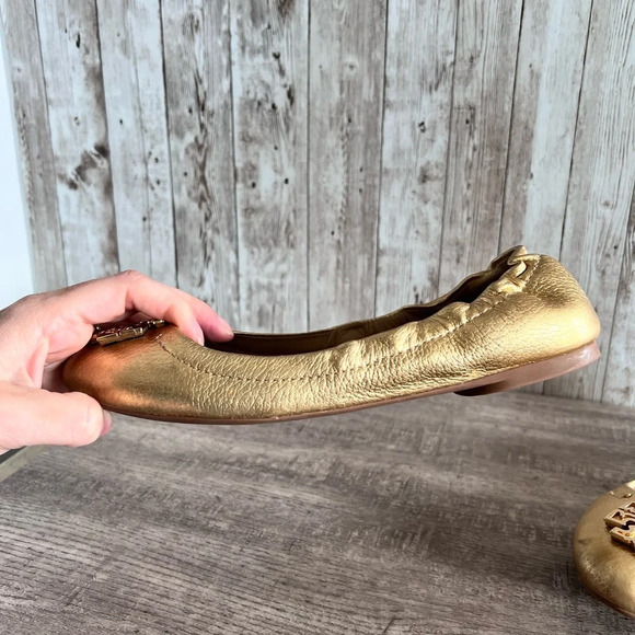 Tory Burch Gold Melinda Ballet Flats - Picture 8 of 11